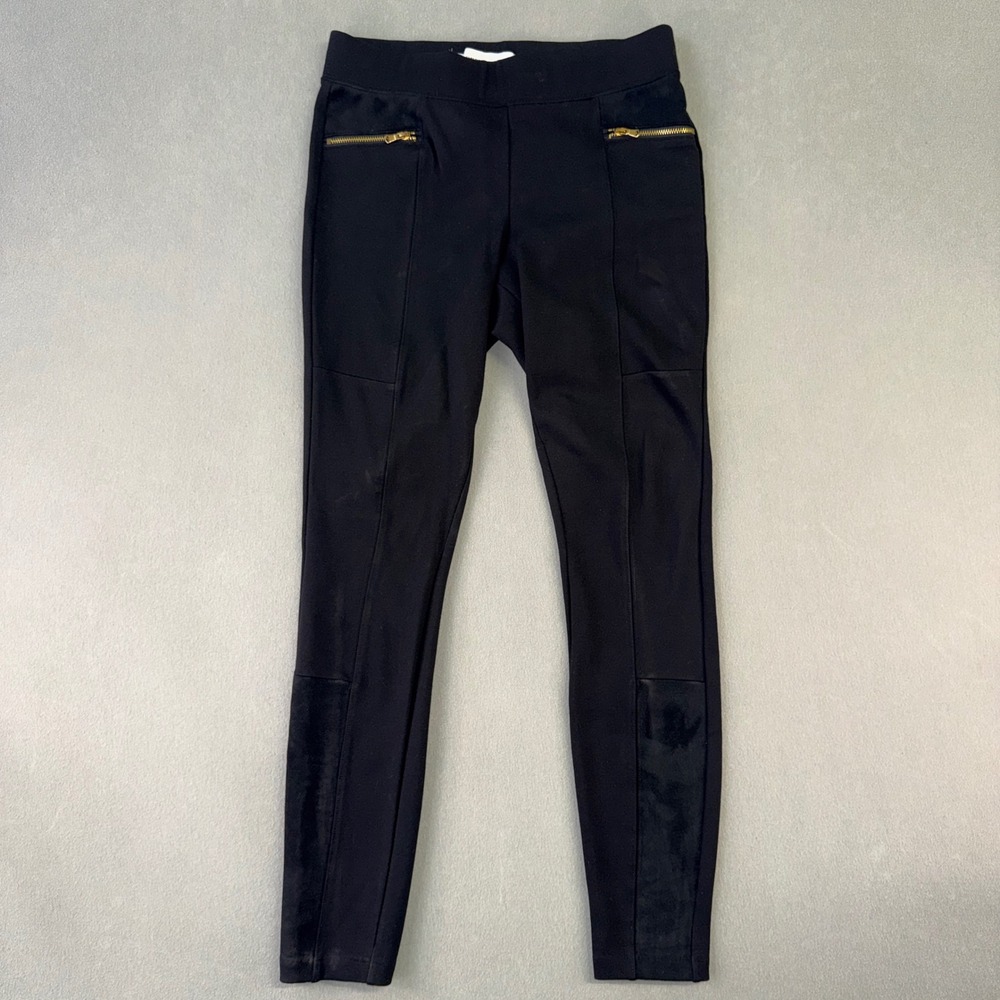 Old Navy Stevie Moto Zipper Pants Black Jack Skinny Leggings Faux Suede Small